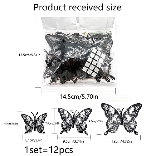 Halloween Butterfly 12Pcs PVC Adhesive Waterproof Stickers Self-Adhesive Stickers PW-WGF2E7F-03-1