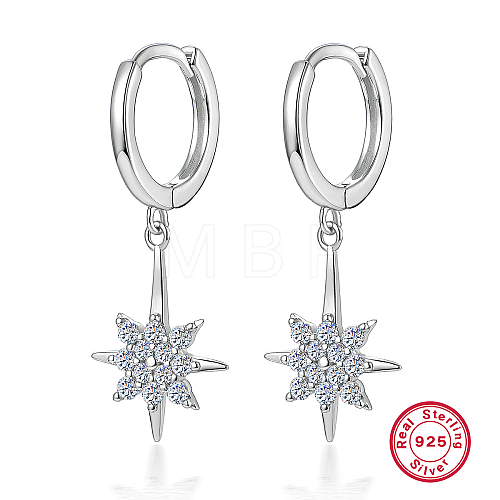 Star S925 Sterling Silver Hoop Earrings HL7494-2-1