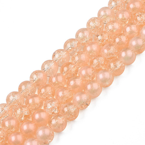 Translucent Crackle Glass Beads Strands CCG-T003-01K-1