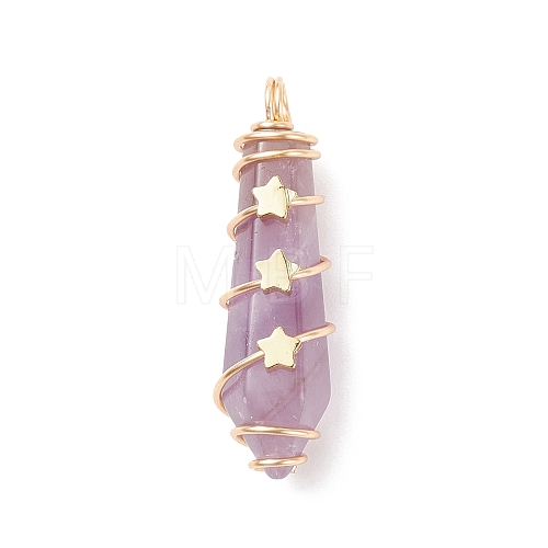 Natural Amethyst Pointed Pendants PALLOY-JF01703-01-1