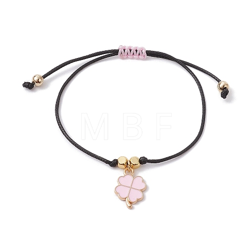 Alloy Enamel Clover Charm Bracelet BJEW-JB09962-03-1