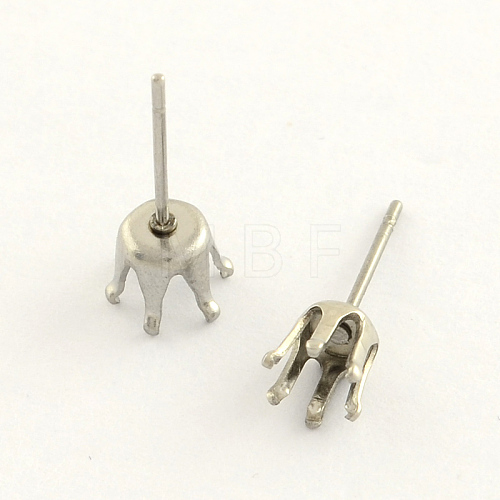 Non-Tarnish 304 Stainless Steel Post Stud Earring Settings STAS-R063-54-1