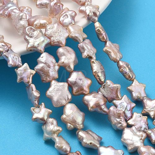 Natural Baroque Keshi Pearl Beads Strands PEAR-P064-04B-01B-1