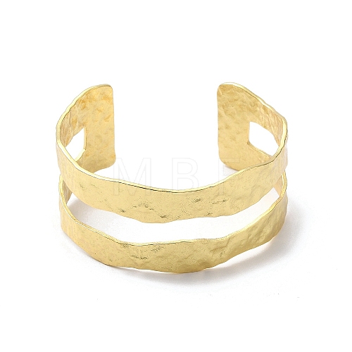 Rack Plating Brass Open Cuff Bangle for Women BJEW-A137-01G-1