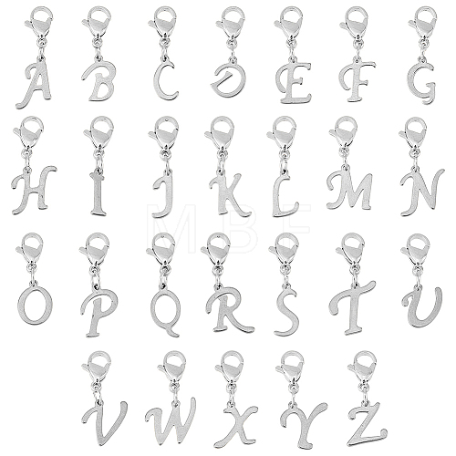 26Pcs 304 Stainless Steel Letter Pendant Decorations HJEW-FH0006-52-1