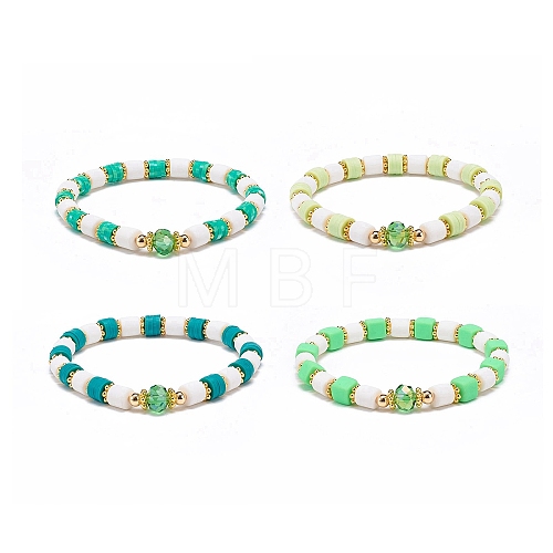 Handmade Polymer Clay Stretch Bracelet Sets BJEW-JB08766-1