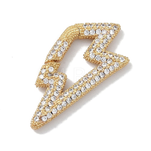 Rack Plating Brass Micro Pave Cubic Zirconia Spring Gate Rings Clasps KK-NH0002-15G-01-1