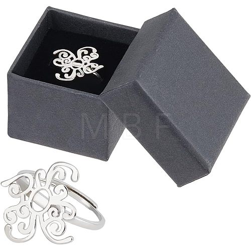 Anti-Tarnish  1Pc Rhodium Plated 925 Sterling Silver Adjustable Ring Findings FIND-NB0004-92-1