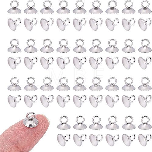 Unicraftale 100Pcs 202 Stainless Steel Bead Cap Pendant Bails STAS-UN0034-88-1