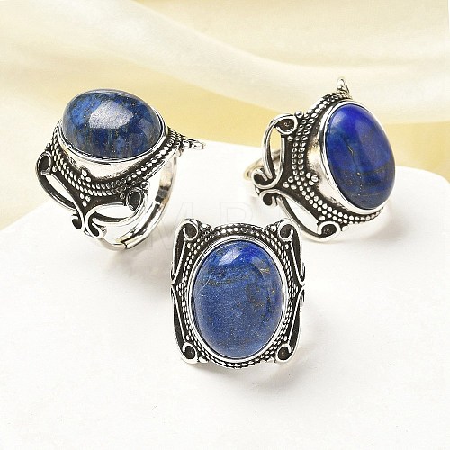 Natural Lapis Lazuli Adjustable Rings RJEW-I108-02AS-11-1