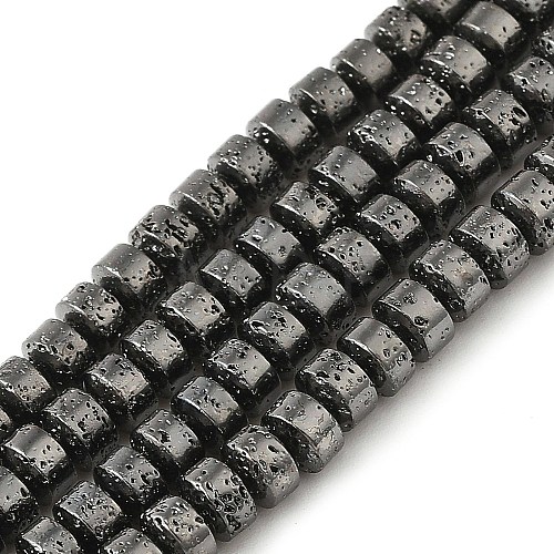 Electroplated Natural Lava Rock Beads Strands G-L606-C02-01D-1