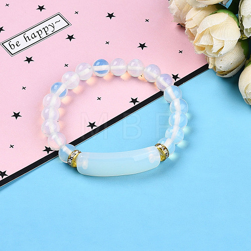 Synthetic Opalite Beads Stretch Bracelets BJEW-T022-04B-1