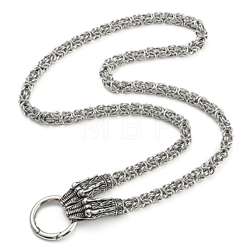 304 Stainless Steel Byzantine Chain Necklaces with 316L Surgical Stainless Steel Dragon Clasps NJEW-D046-07AS-1
