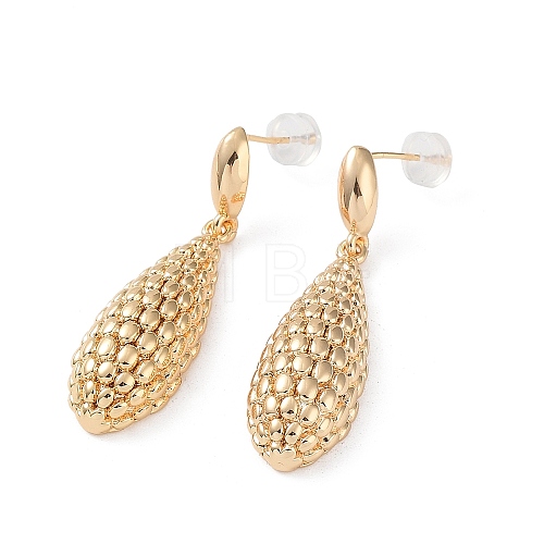 Brass Teardrop Dangle Stud Earrings EJEW-A025-02G-1