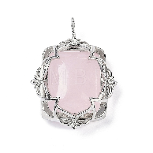 Natural Rose Quartz Pendants G-I381-01P-03-1