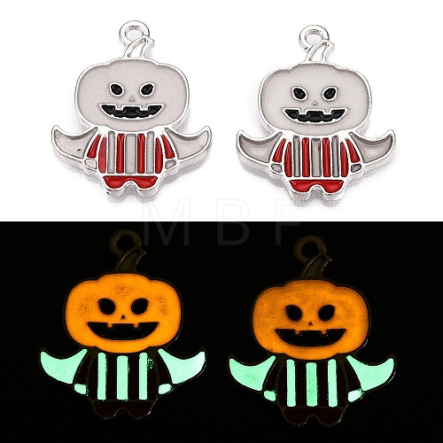 Halloween Theme Rack Plating Luminous Alloy Enamel Pendants ENAM-N056-232P-1