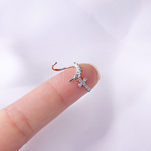 316L Surgical Stainless Steel Micro Pave Clear Cubic Zirconia Nose Rings WG1DB5B-04-1