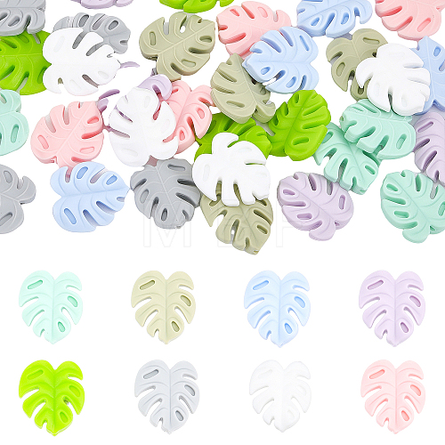 32Pcs 8 Colors Food Grade Eco-Friendly Silicone Beads FIND-CA0006-70-1