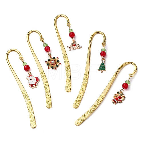 Christmas Theme Alloy  Hook Bookmarks AJEW-JK00334-1