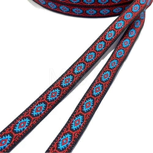 50 Yards Ethnic Style Embroidered Woven Nylon Flower Jacquard Ribbon PW-WG0FDC2-02-1