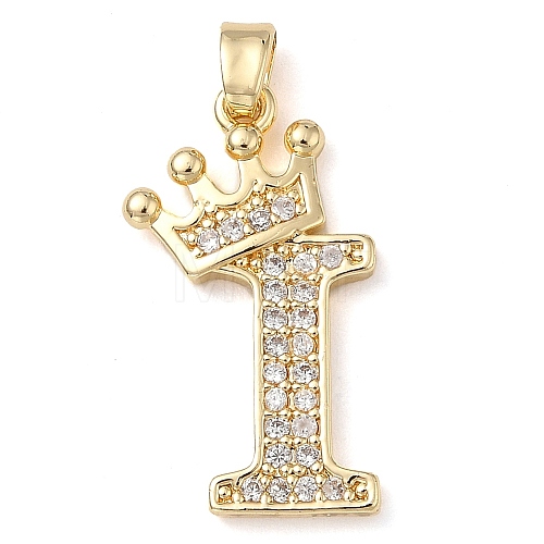 Rack Plating Brass Micro Pave Cubic Zirconia Pendants KK-D535-01I-RS-1