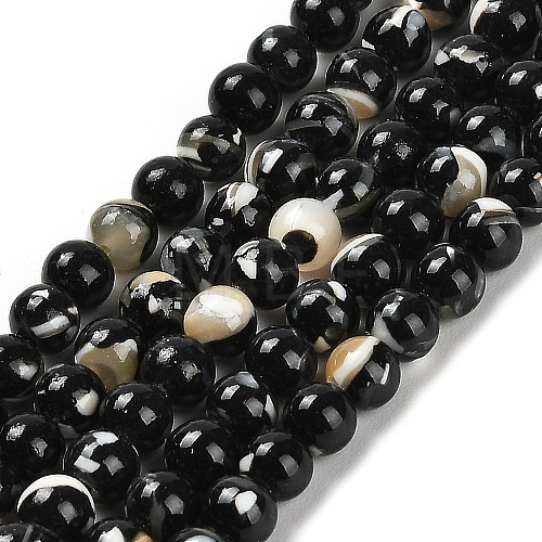 Assembled Synthetic Stone and Trochus Shell Beads Strands G-B128-08A-04-1