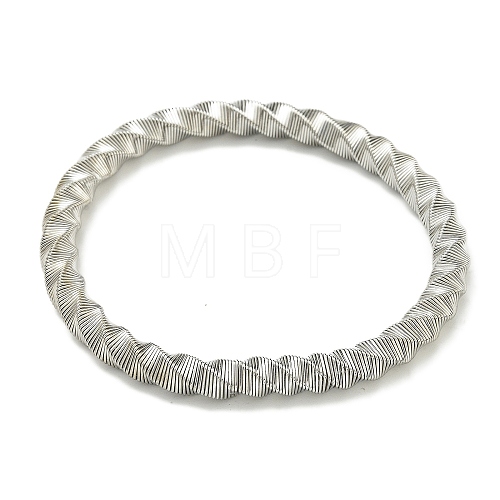 Non-Tarnish Adjustable 304 Stainless Steel Twist Spring Wire Bracelets BJEW-H617-14P-1