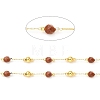 Handmade Natural Red Picture Jasper & Brass Round Beaded Chains for Necklaces Bracelets Making CHC-A006-14G-1