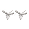 Brass Micro Pave Cubic Zirconia Stud Earrings EJEW-G471-14P-6