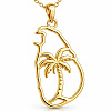 304 Stainless Steel Outline Island Coconut Tree Pendant Necklaces for Women WGA9425-01-4
