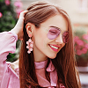 3 Pairs 3 Colors Candy Color Acrylic Cluster Dangle Stud Earrings EJEW-FI0001-18-4