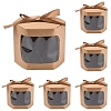 10Pcs Hexagon Kraft Paper Cake Boxes with Visual Window and Ribbon CON-YW0001-88A-1