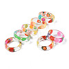 Transparent Resin Fruit Finger Ring for Women RJEW-T022-024-2