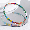 Boho Rainbow Glass Tile Tube Beaded Stretch Bracelets for Women MR7920-3