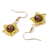 Natural Tiger Eye Star Dangle Earrings EJEW-MZ00354-02-4