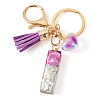 Alloy Resin Heart Keychains KEYC-TADJ0002-01G-I-2