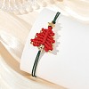 Adjustable Christmas Tree Braided Nylon String Bracelets with Brass Star BJEW-TA00762-01-2
