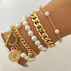 5Pcs 5 Styles Alloy Bracelet Set for Women WGAFCFA-04-1