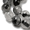 Grade A Natural Tourmalinated Quartz/Black Rutilated Quartz Beads Strands G-R494-A06-02-3