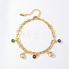 Elegant Double Layer Women's Brass Evil Eye Charms Anklets for Casual VI1748-1