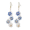 Flower Glass Seed Beaded Dangle Earrings EJEW-MZ00775-01-3