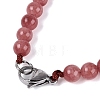 Natural Strawberry Quartz Round & Cone Beaded Necklaces NJEW-N064-03K-4