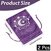 2Pcs Moon Printed Velvet Drawstring Storage Bags for Tarot Card ABAG-CN0001-79A-2