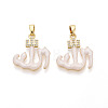 Brass Micro Pave Cubic Zirconia Enamel Pendants KK-L231-06G-02-1