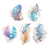 5Pcs 5 Styles Feather Waterproof PET Stickers Sets DIY-B071-03A-1