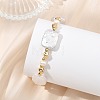 Natural Baroque Pearl Keshi Pearl & Brass Beaded Bracelets for Women BJEW-JB13798-2