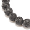 Natural Lava Rock & Tibetan Agate Stretch Bracelet with Alloy Tube Beaded BJEW-JB08322-02-5