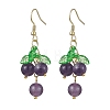 Natural Amethyst Grapes Dangle Earrings EJEW-JE05689-02-1