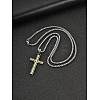 Duo Tone Religion 304 Stainless Steel Hammered Textured Cross Pendant Necklaces WG2F369-04-1