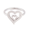 304 Stainless Steel Heart Finger Ring for Women RJEW-C086-21-P-2